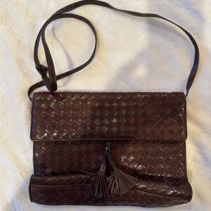 Vintage Bottega Veneta Brown Woven Leather Shoulder Bag